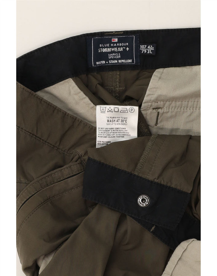Marks & Spencer Herre Blue Harbor Straight Cargo Bukser W42 L31 Khaki