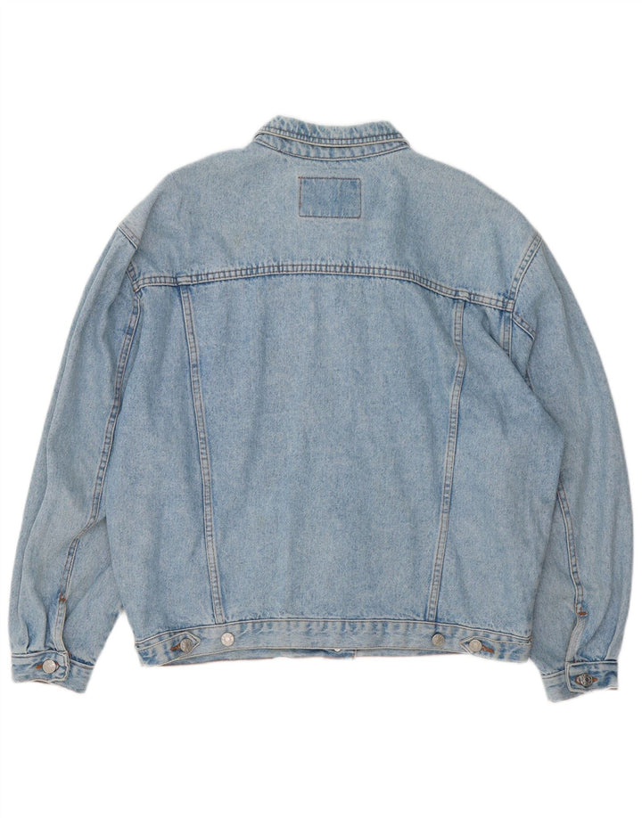 VINTAGE Dame Oversized denimjakke UK 16 Large Blue Cotton