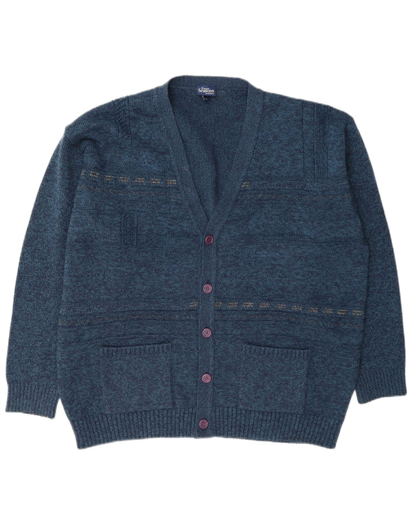 Four Seasons Herre Cardigan Sweater XL Navy Blue Flecked Acryl