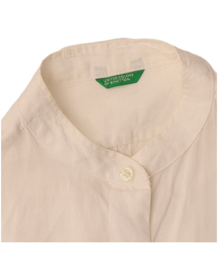 BENETTON Dame Longline Pullover Shirt UK 14 Medium Off White
