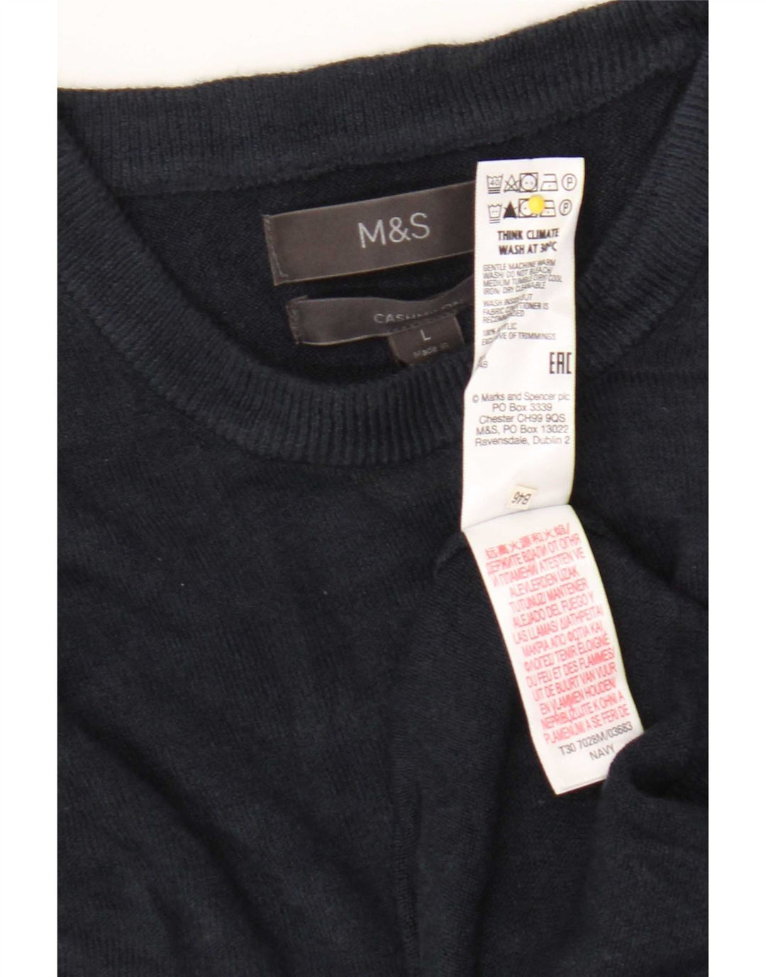 Marks & Spencer Herre sweater med rund hals, stor marineblå akryl