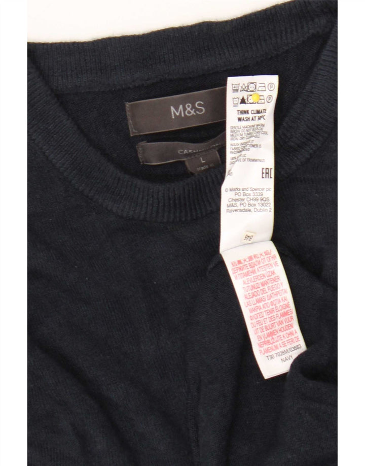 Marks & Spencer Herre sweater med rund hals, stor marineblå akryl
