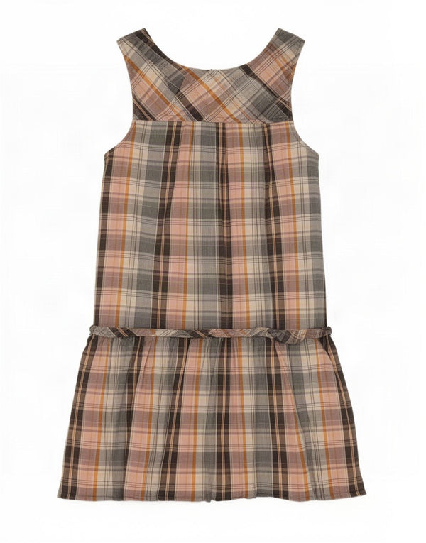 Zara Dame Sleeveless Drop Waist Dress UK 10 Small Multicolored Check