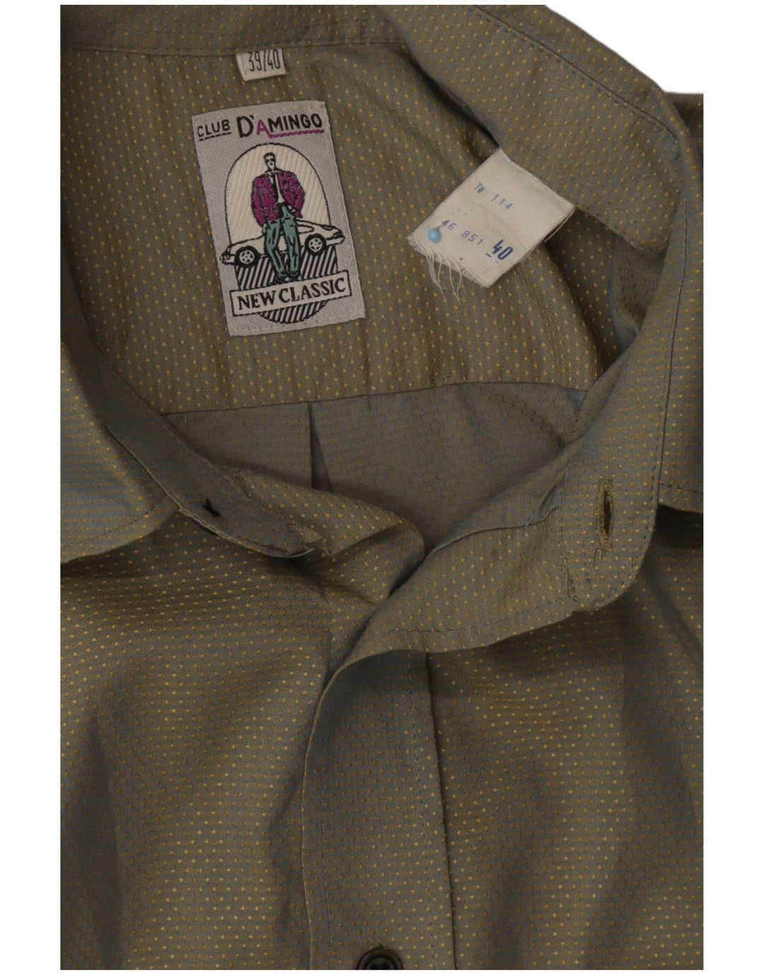 CLUB D'AMINGO Herreskjorte Størrelse 39/40 Medium Grøn Plettet