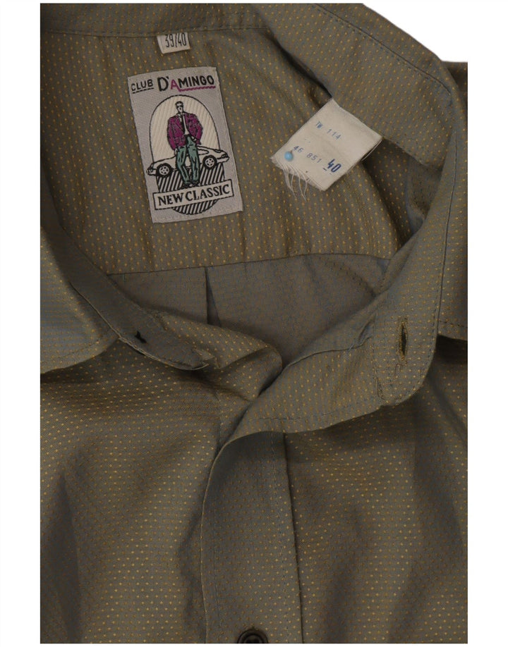CLUB D'AMINGO Herreskjorte Størrelse 39/40 Medium Grøn Plettet