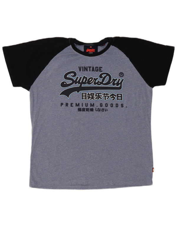 Superdry Grafisk T-shirt top til mænd 2XL Blå Colourblock Bomuld