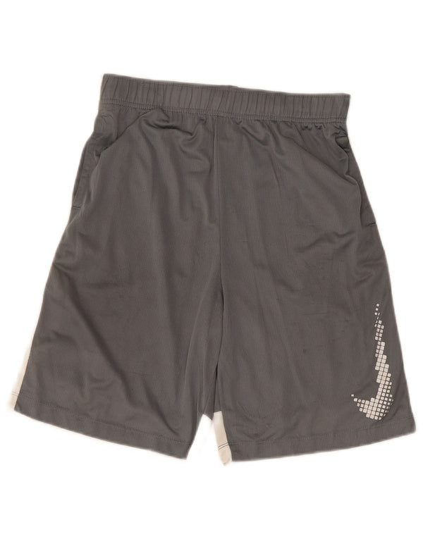 Nike drenge Dri Fit grafiske sportsshorts 13-14 år XL grå farveblok