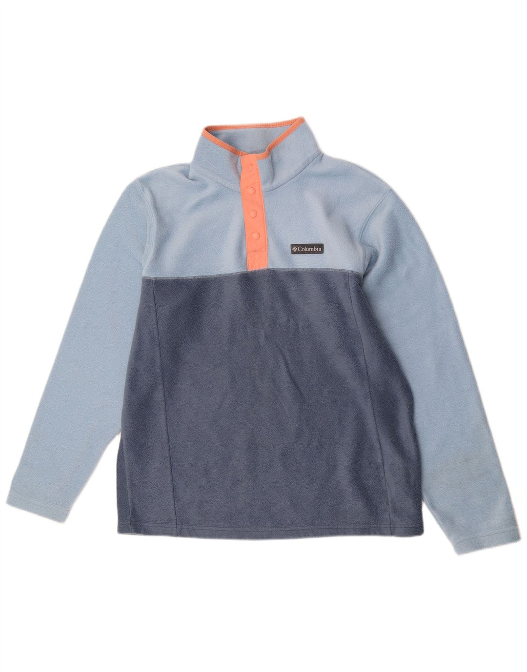 Columbia Herre Button Neck Fleece Jumper Medium Blue Colourblock Polyester