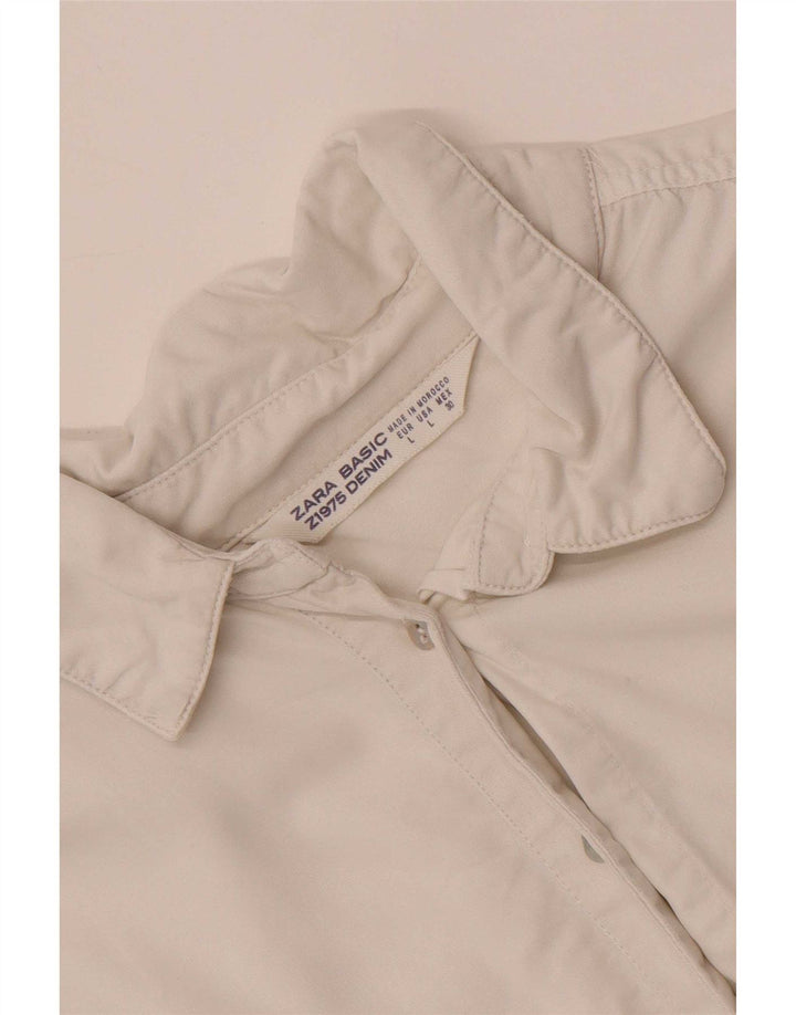 Zara Kvinders Oversized Skjortekjole UK 16 Large White