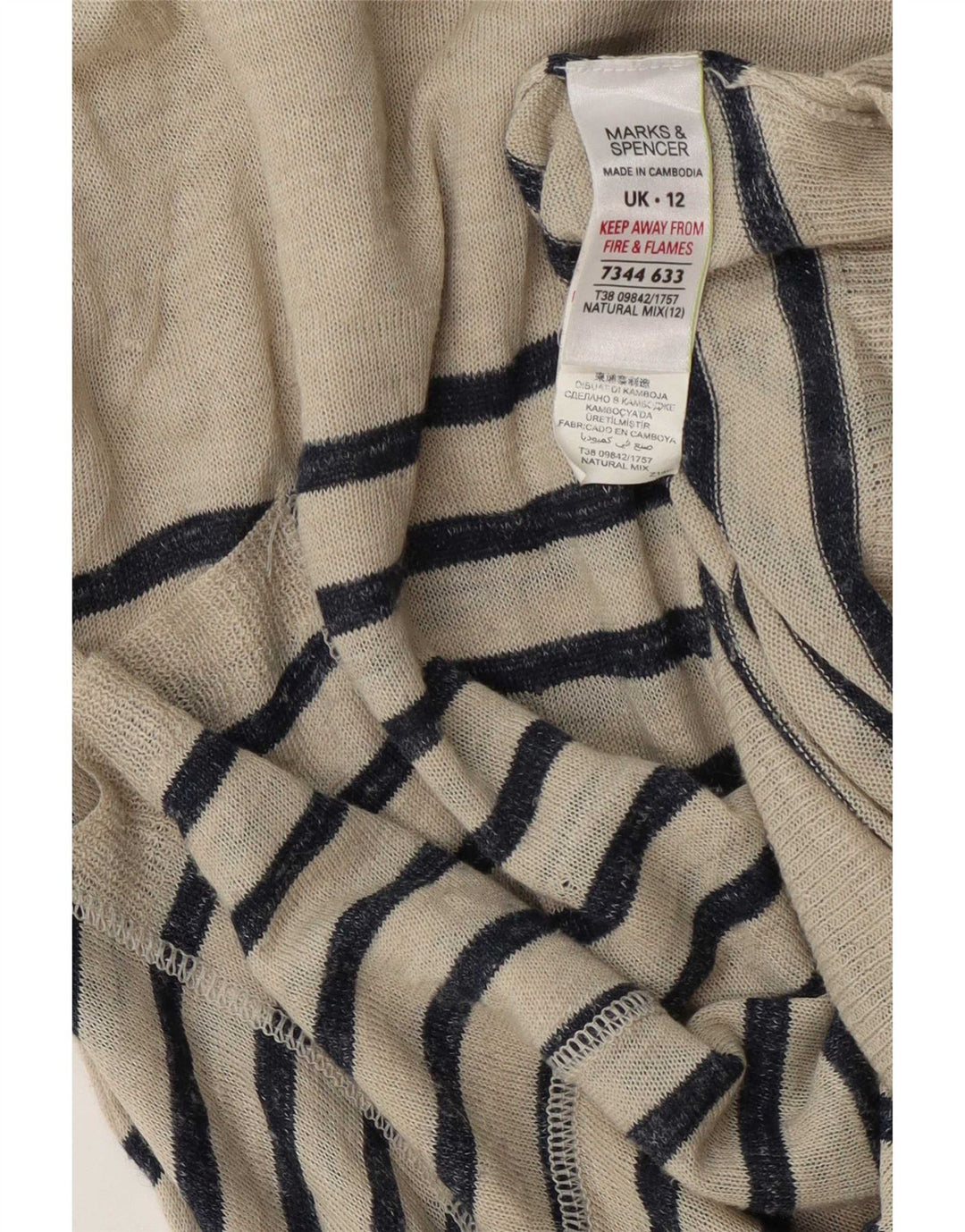 Marks & Spencer Dame Asymmetrisk Boat Neck Jumper Sweater UK 12 Medium Bei