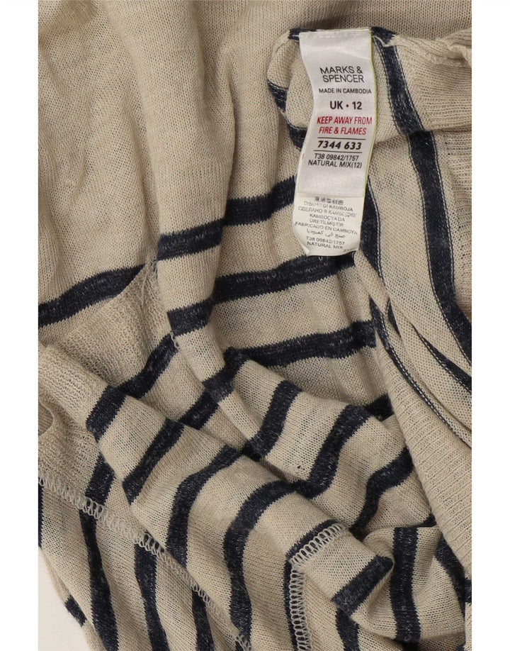 Marks & Spencer Dame Asymmetrisk Boat Neck Jumper Sweater UK 12 Medium Bei