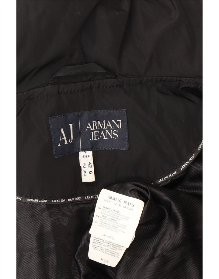 Armani Jeans Dame Crop Polstret Jakke EU 42 Stor Sort Polyester