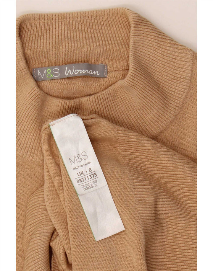 Marks & Spencer Dame Turtle Neck Jumper Sweater UK 8 Small Beige Acryl