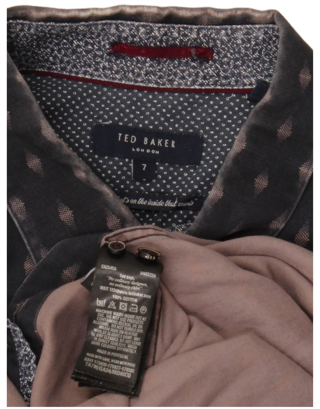 TED BAKER Herreskjorte str. 7 3XL Marineblå geometrisk bomuld