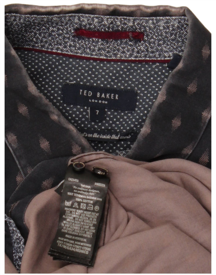 TED BAKER Herreskjorte str. 7 3XL Marineblå geometrisk bomuld