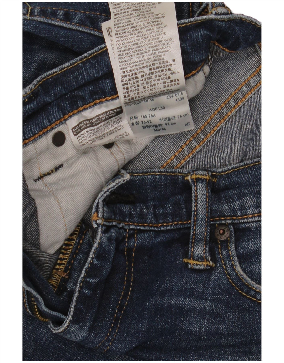 Levi's Straight Jeans til mænd W30 L30 blå bomuld
