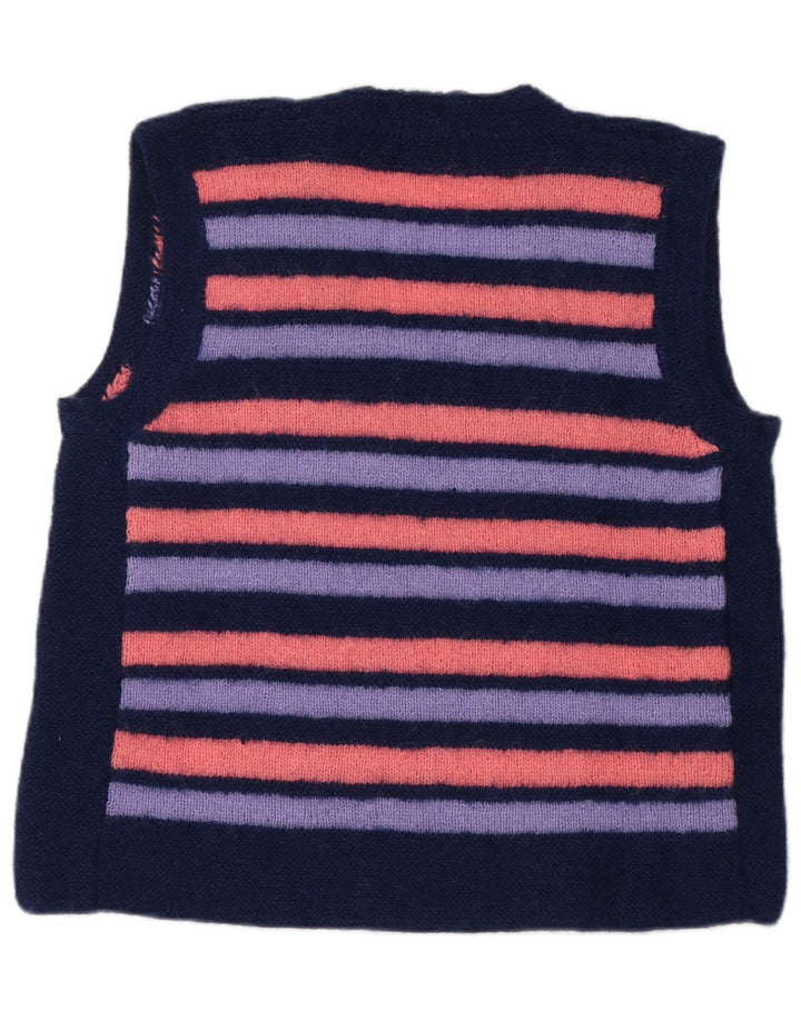Vintage Dame Vest Tank Top UK 14 Medium Flerfarvet Stribet