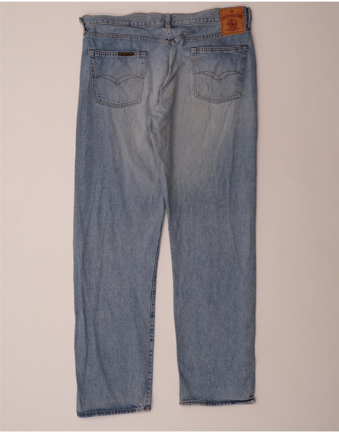 REPLAY Herre Straight Jeans W40 L34 Blå Bomuld