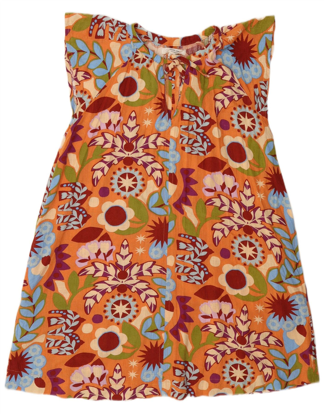 Næste Dame Front Tie A-Line Kjole UK 12 Medium Orange Floral Viscose