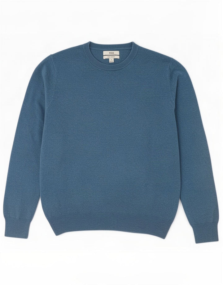 Marks & Spencer Herre sweater med rund hals, mellemblå bomuld