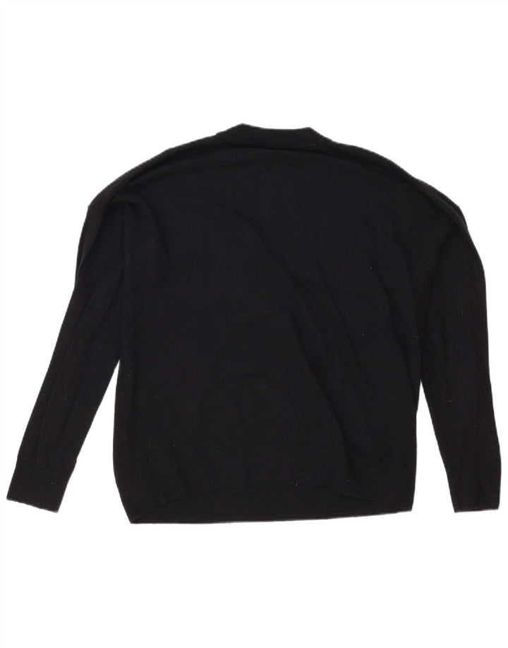 Marks & Spencer Dame Grafisk Crew Neck Jumper Sweater UK 16 Large Black