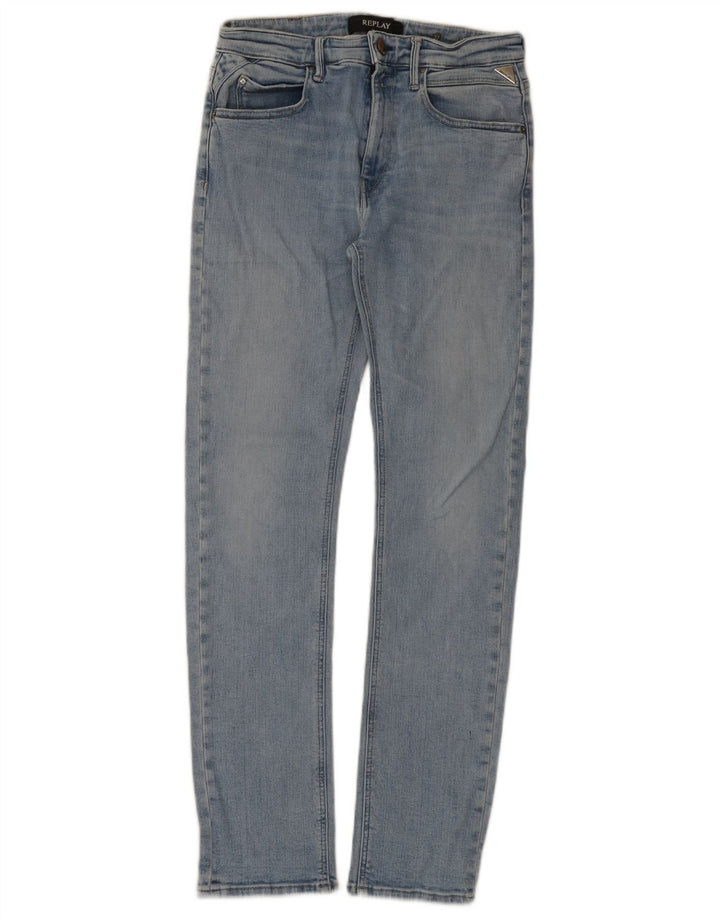 Replay Dame Slim Jeans W27 L30 Blå Bomuld