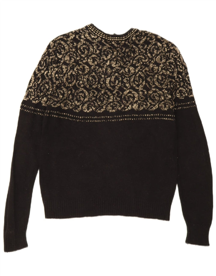 Vintage dame sweater med rund hals IT 44 Medium Sort Geometrisk