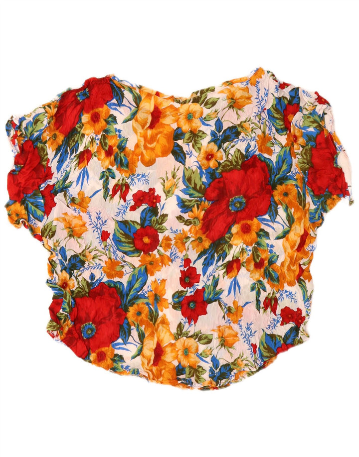 Vintage Dame Bluse Top UK 16 Large Multicolored Floral