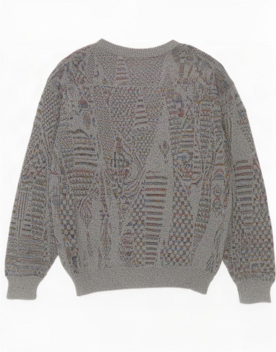 Vintage herre rund hals sweater lille grå geometrisk