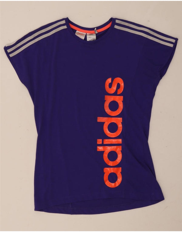 Adidas piger Climalite grafisk t-shirt top 13-14 år lilla polyester