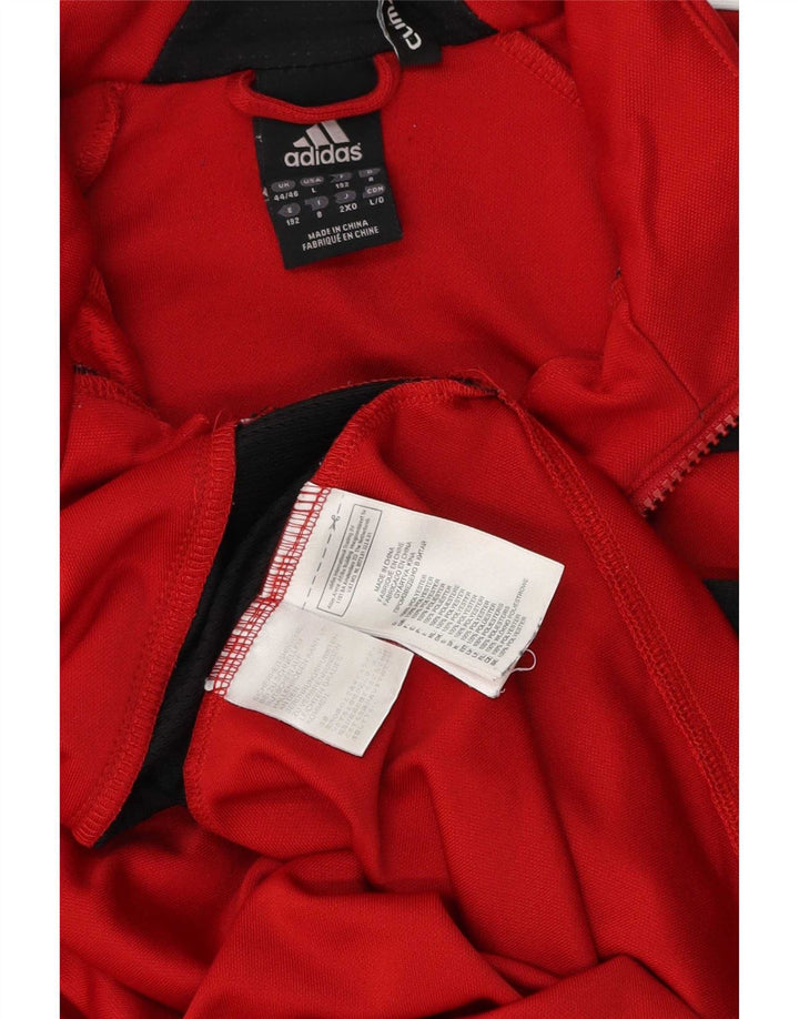 Adidas Herre Grafisk Pullover Træningsdragt Top UK 44/46 Stor Rød Colourblock