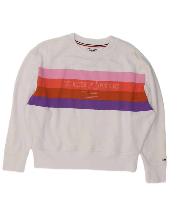 Tommy Hilfiger Dame Grafisk Sweatshirt Jumper UK 14 Medium White