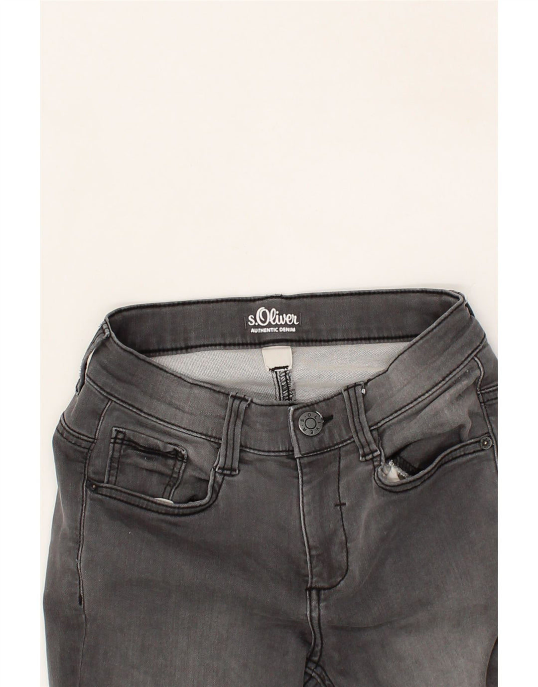 S.OLIVER Womens Distressed Skinny Jeans W26 L29 Grey Cotton Vintage S.Oliver and Second-Hand S.Oliver from Messina Hembry 