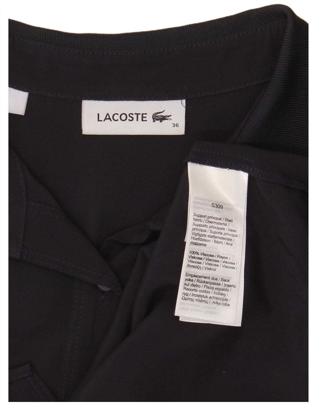 Lacoste dameskjorte str. 36 Lille sort viskose