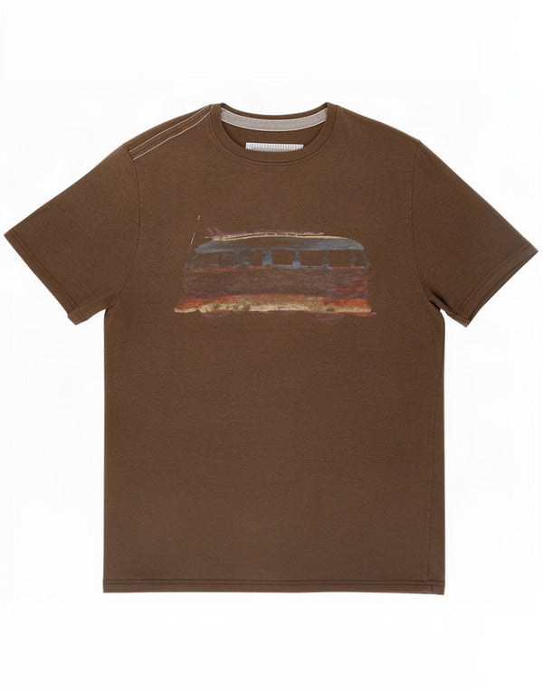 Fat Face Herre grafisk T-shirt Top Medium Brun Flecked Bomuld