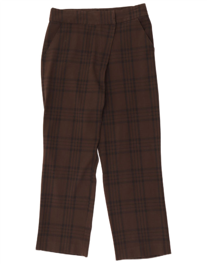 Zara lige chinosbukser til kvinder Large W30 L29 brun ternet polyester