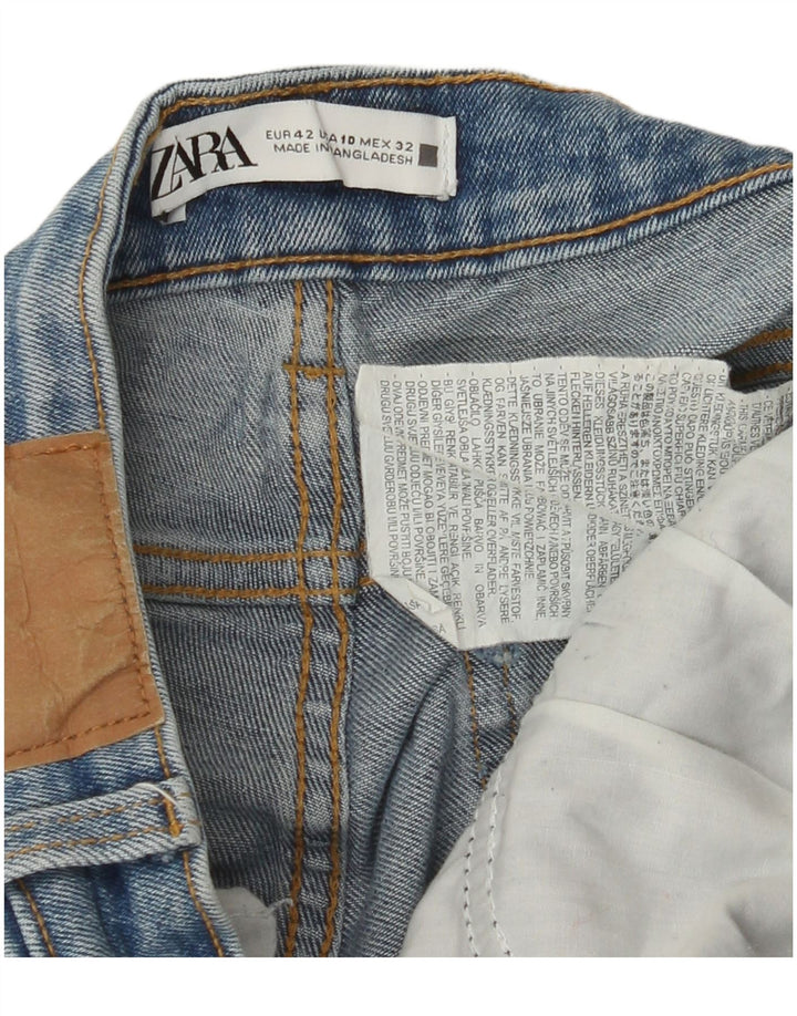 ZARA Dame Crop Højtaljede Jeans EU 42 Large W32 L26 Blå Bomuld