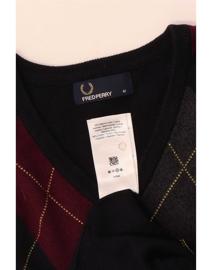 Fred Perry Herre V-hals sweater Medium Navy Blue Argyle/Diamond