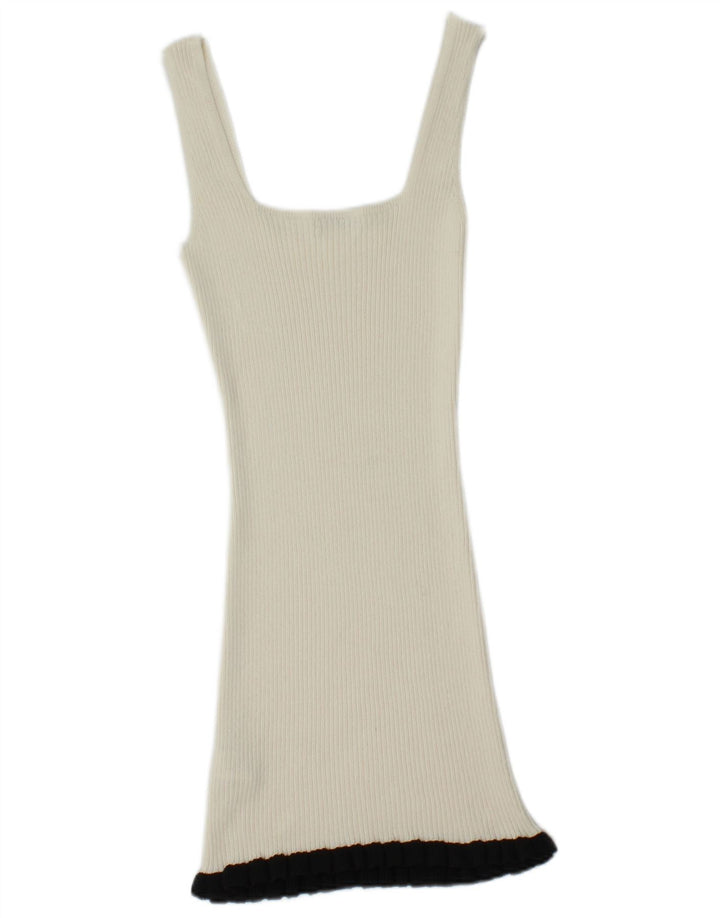 Zara Dame Sleeveless Jumper Dress UK 8 Small White Polyester