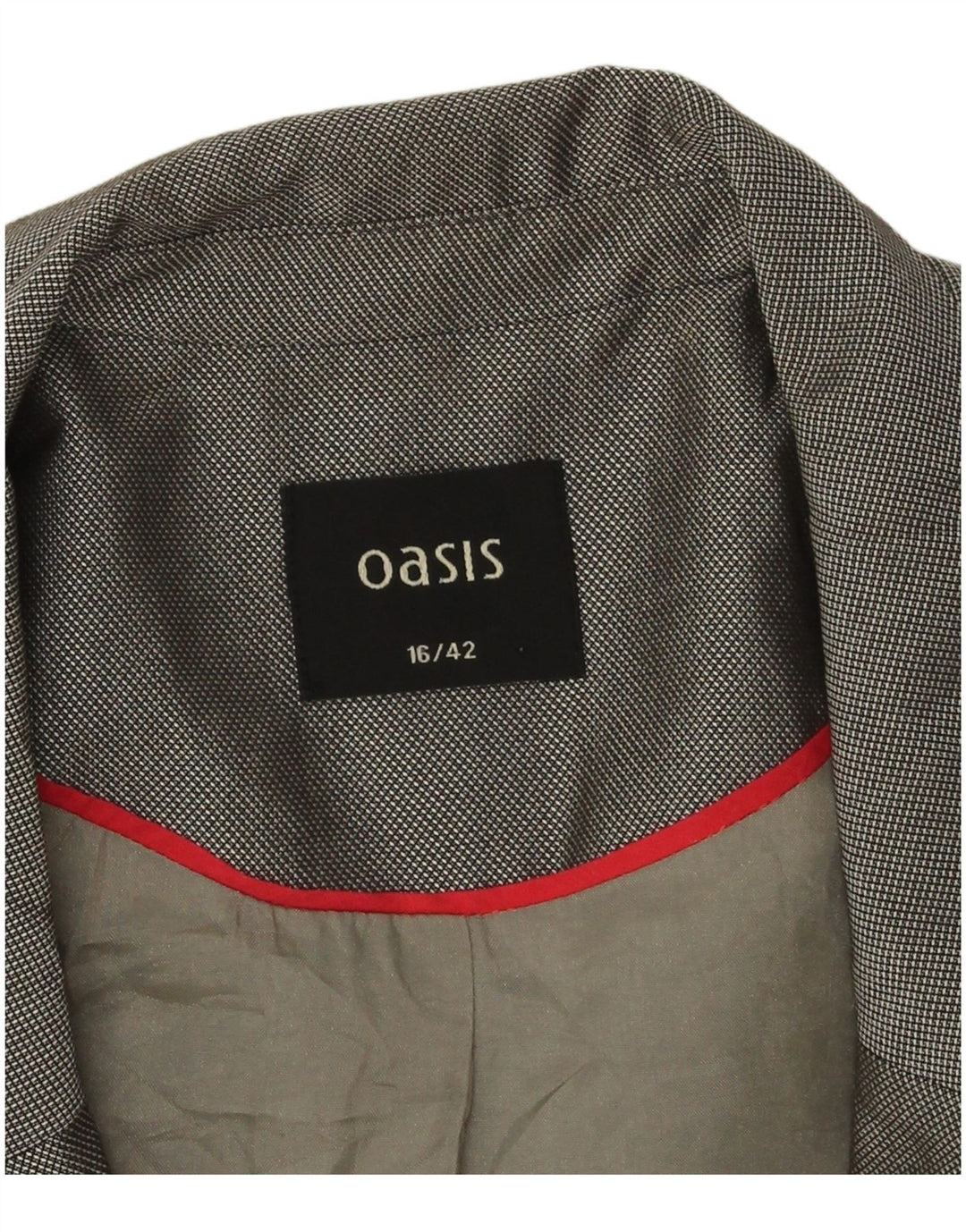Oasis Dame 3/4 ærmer 1 knap blazerjakke UK 16 Stor grå polyester