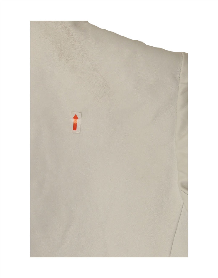 VINTAGE Womens Leather 1 Button Blazer Jacket EU 40 Medium White Leather Vintage Vintage and Second-Hand Vintage from Messina Hembry 