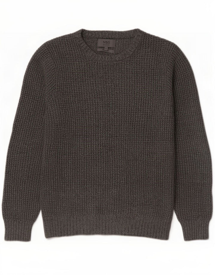 Marks & Spencer Herre Boat Neck Jumper Sweater lille grå bomuld