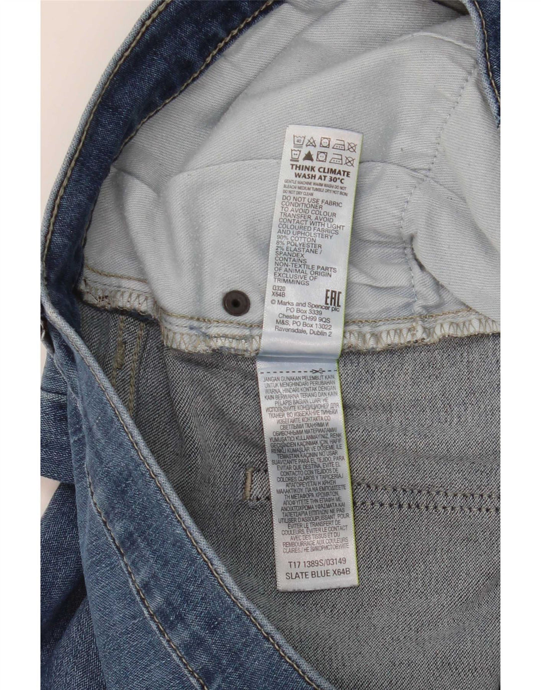 Marks & Spencer Slim Jeans til mænd W34 L31 Blå