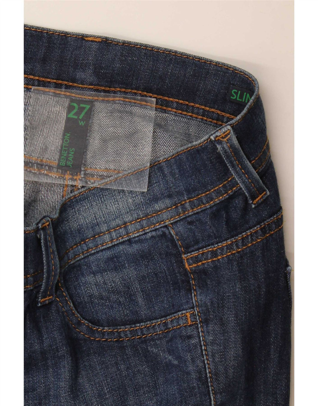 Benetton Dame Slim Jeans W27 L28 Blå