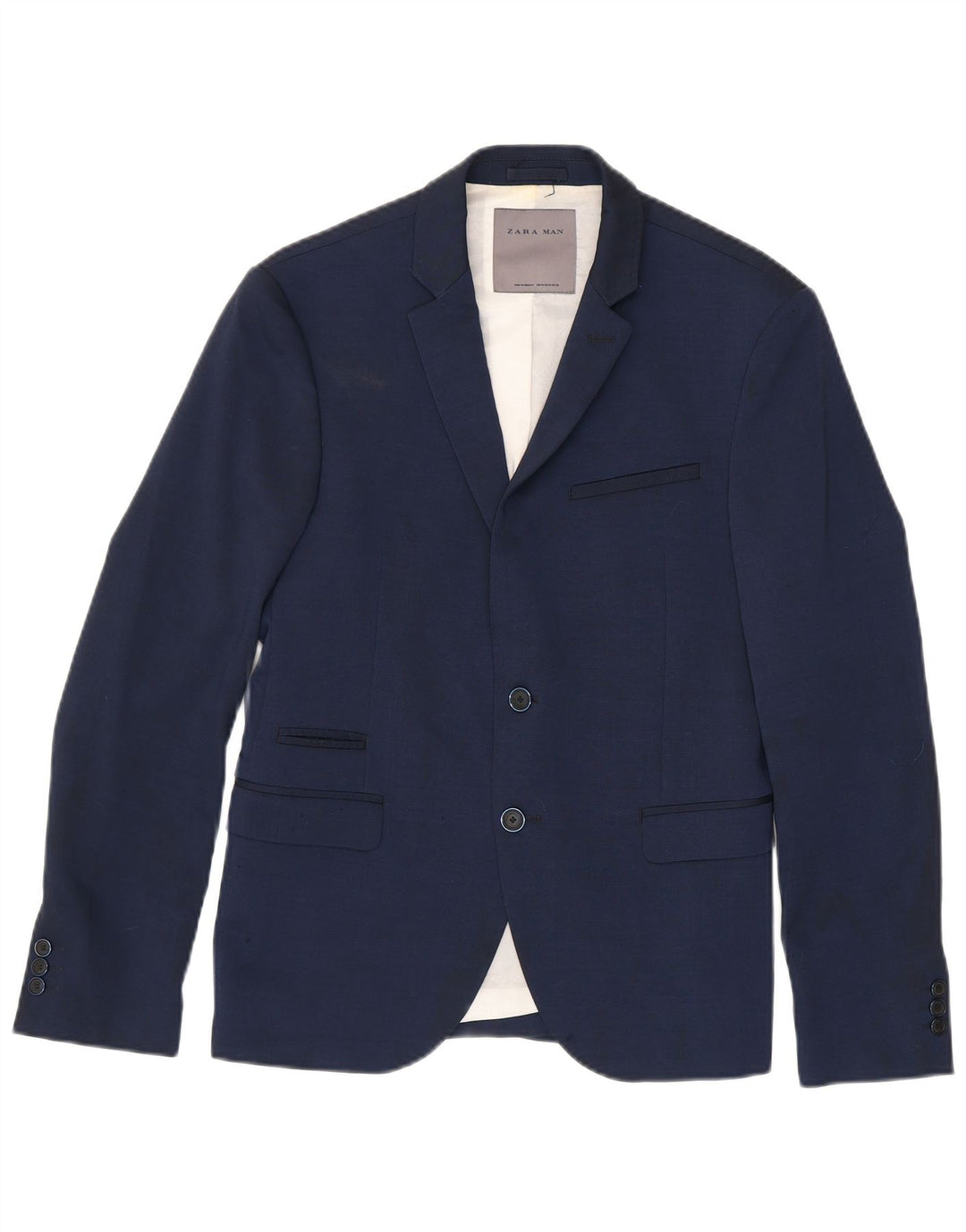 Zara Herre 2-knaps blazerjakke EU 46 Lille marineblå polyester
