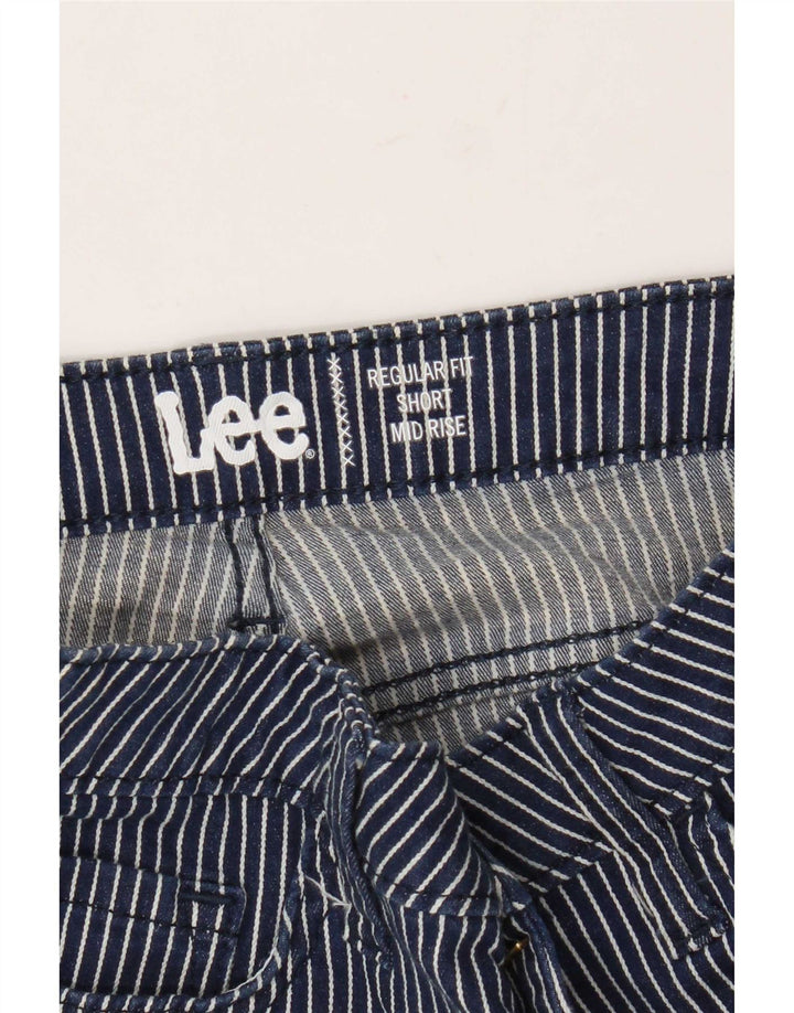 Lee Dame Mid Rise Casual Shorts W30 Medium Navy Blue Pinstripe