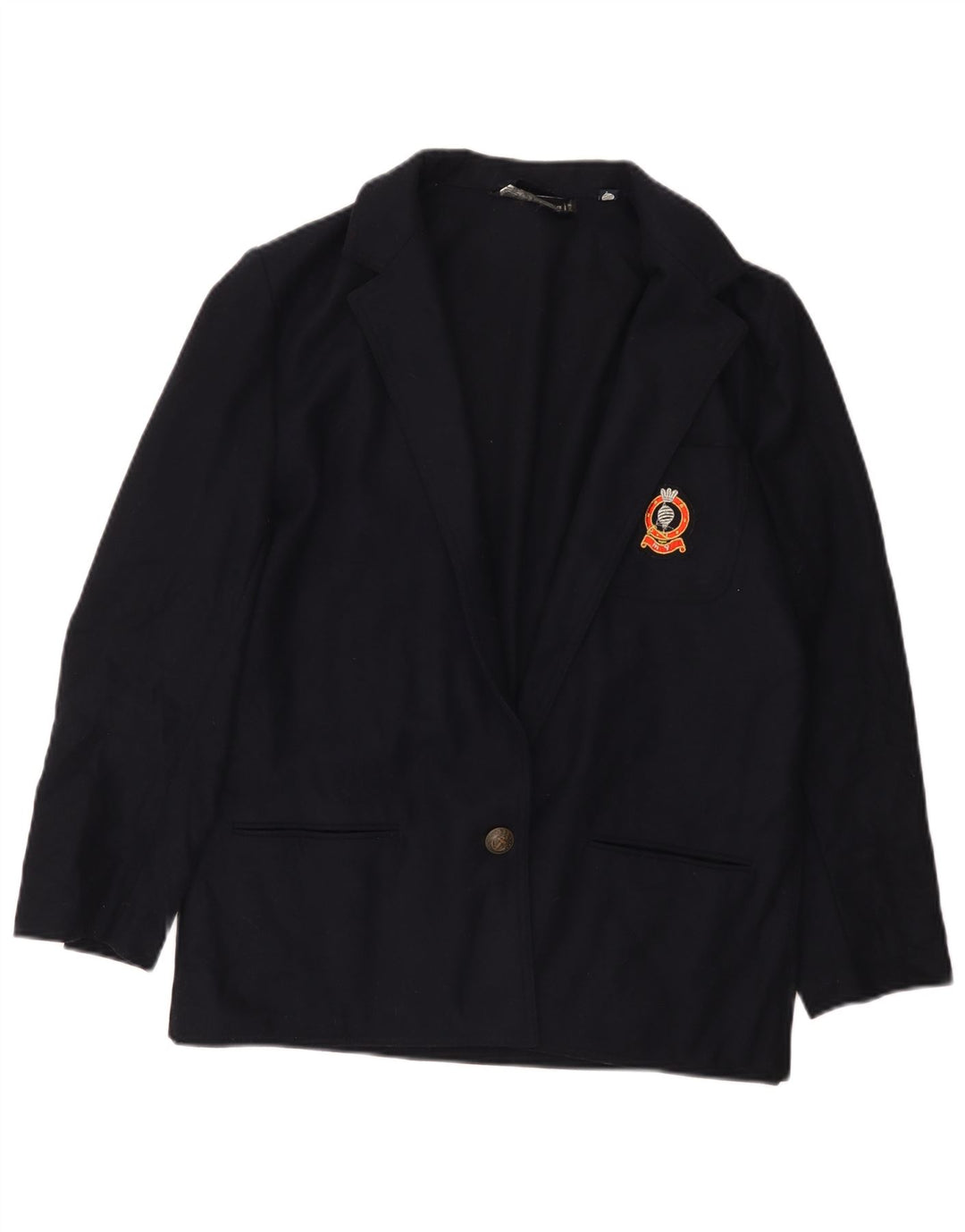 Marina Yachting Dame 1 Knap Blazer Jakke IT 42 Medium Navy Blue Uld