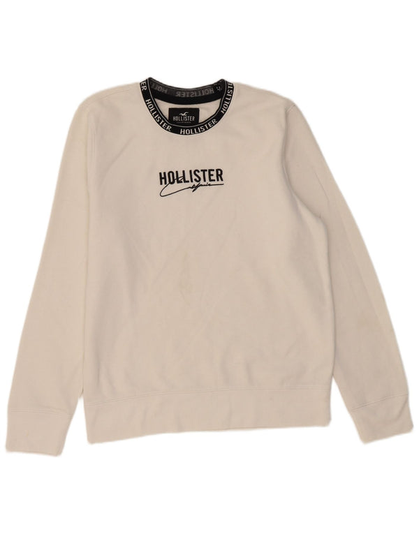 HOLLISTER Grafisk sweatshirt til mænd Medium hvid bomuld