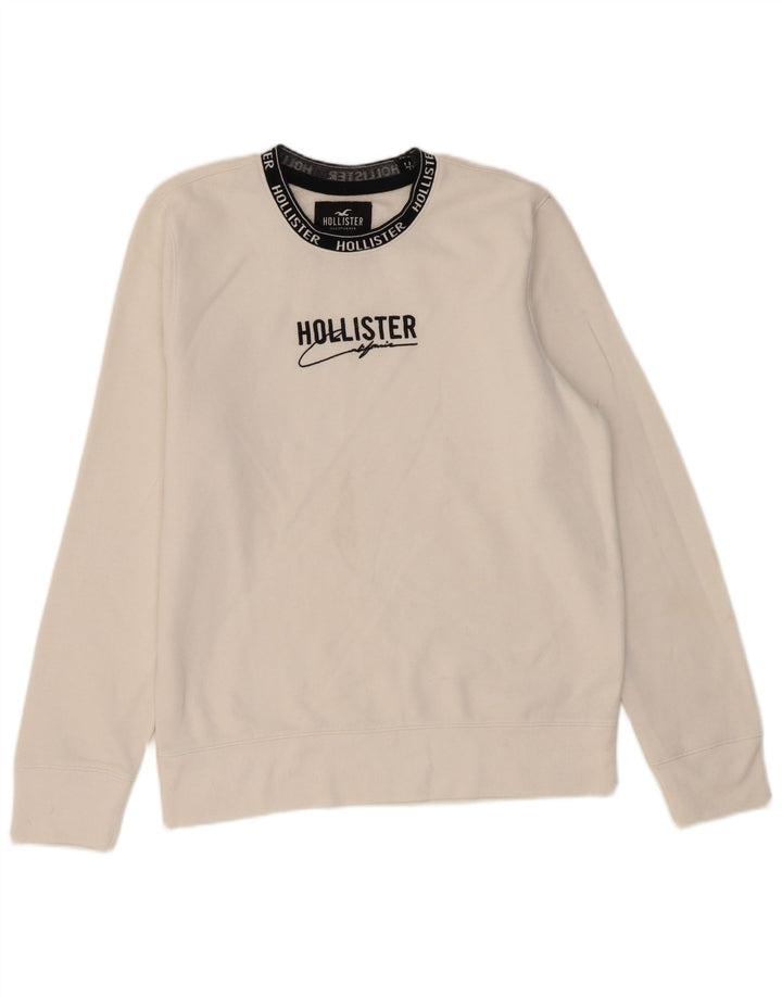 HOLLISTER Grafisk sweatshirt til mænd Medium hvid bomuld