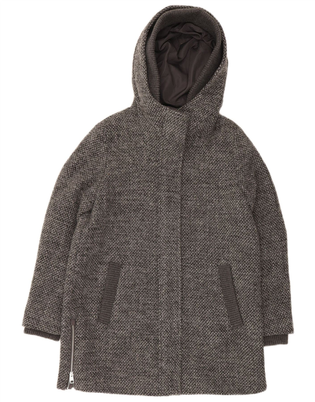 Esprit Dame Hætteoverfrakke UK 16 Large Grå Flecked Polyester